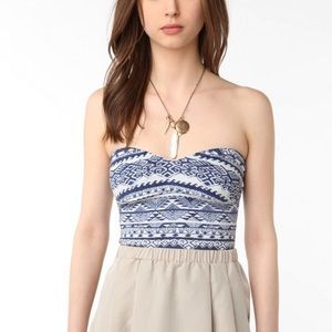 Blue Tribal pattern UO strapless top